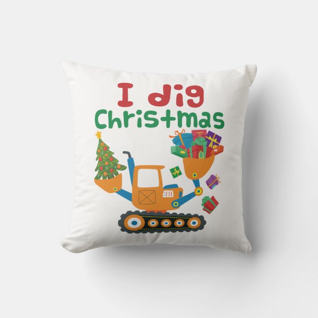 I Dig Christmas Xmas Holiday Excavator Kissen (Vorderseite)