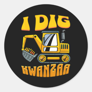 I Dig Kwanzaa Kinara Candles Construction Kids Boy Runder Aufkleber
