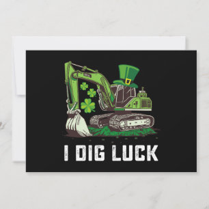 I Dig Luck Excavator St Patrick's Day Irish Einladung