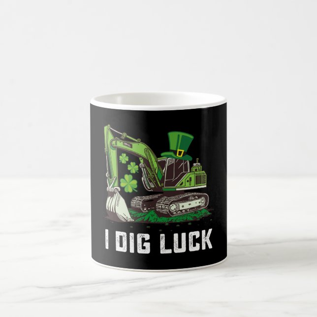 I Dig Luck Excavator St Patrick's Day Irish Kaffeetasse (Mittel)