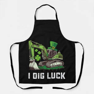 I Dig Luck Excavator St Patrick's Day Irish Schürze