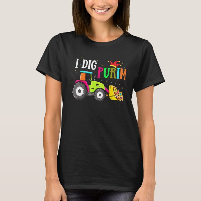 I Dig Purim Hamantaschen Tractor Jüdische Kleinkin T-Shirt (Vorderseite)