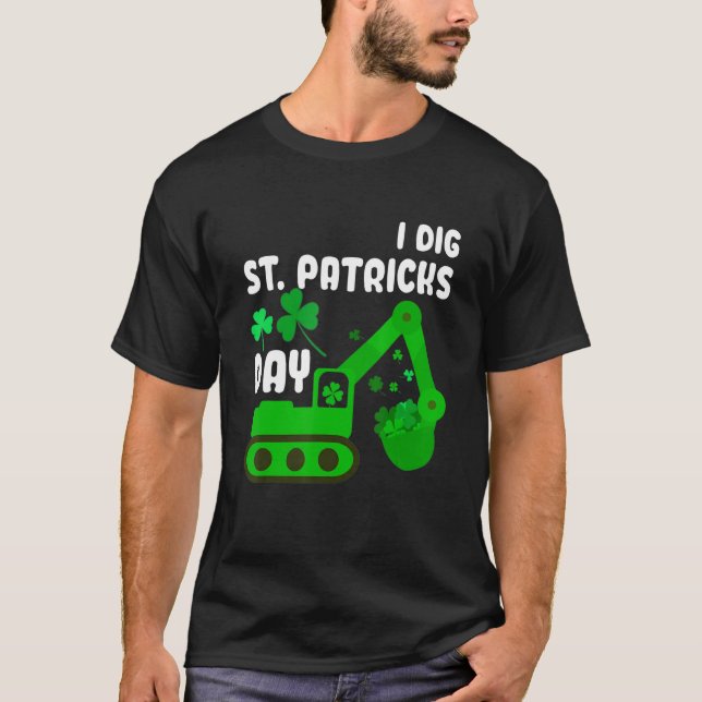 I Dig St Patricks Day Bagger Traktor Kid Men W T-Shirt (Vorderseite)