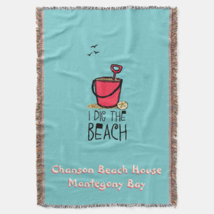 I Dig the Beach Custom Beach Throw Decke