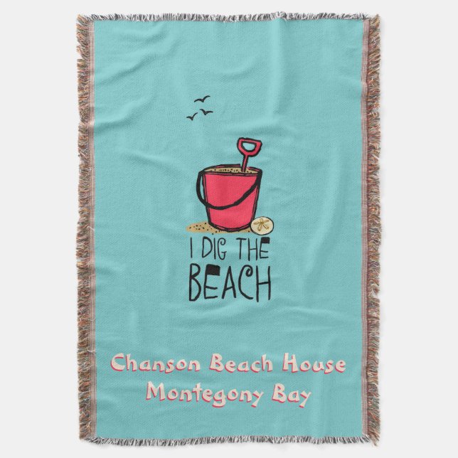 I Dig the Beach Custom Beach Throw Decke (Vorderseite Vertikal)