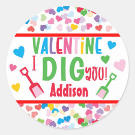 I Dig You Shovel Valentine School Geschenk Classic Runder Aufkleber