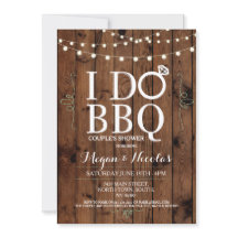 I DO BBBQ Chalkboard Wood Engagement Invitation