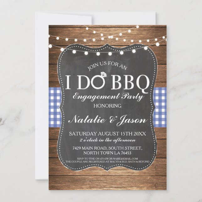 I DO BBBQ Engagement Party Blue Shower Invitation (Devant)