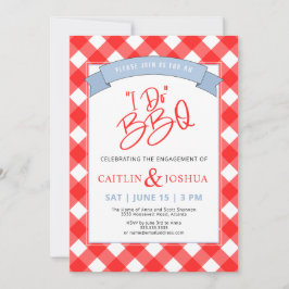 I Do BBQ Engagement Party Red Plaid Invitation