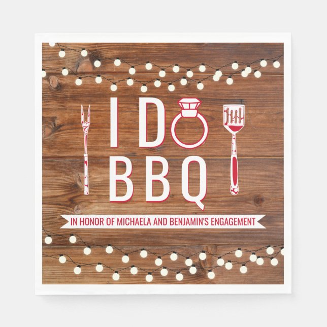 I Do BBQ Rustic Couples Shower Engagement Party Serviette (Vorderseite)