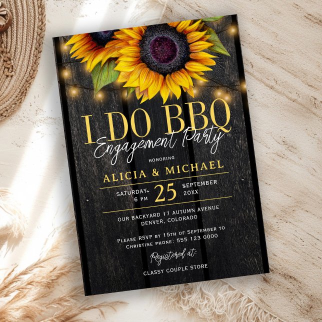 I DO BBQ rustic sunflower engagement party Einladung (Von Creator hochgeladen)