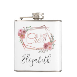 I Do Crew Rosa Blüten Blush Rosa Blumen Grünzeug Flachmann