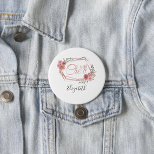 I Do Crew Rosa Blütenmuster Hellrosa Blumen Grünze Button