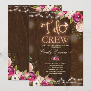 I Do Crew Rustic Bridal Dusche Einladung Florals