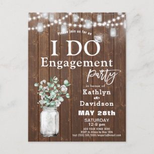 I Do Elegant Eucalyptus Mason Jar Engagement Party Einladungspostkarte