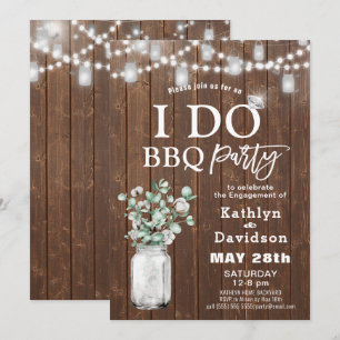 I DO Eucalyptus Mason Jar Invitation Fiançailles