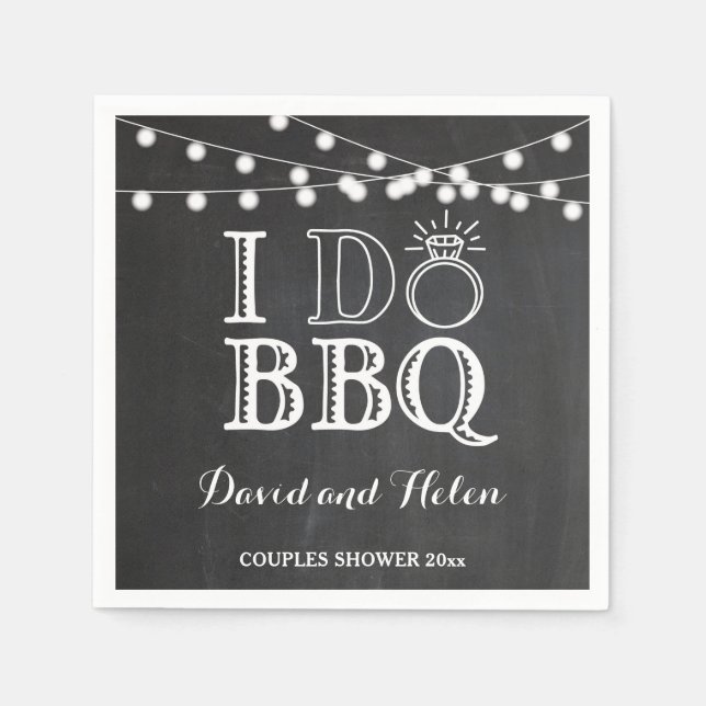 I DO GRILLEN Chalkboard Wedding Engagment Napkin Serviette (Vorderseite)