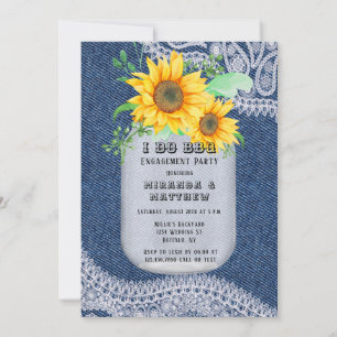 I Do GRILLEN Mason Jar Sunflowers Engagement Party Einladung