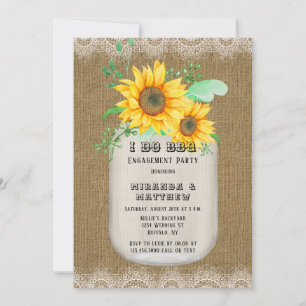 I Do GRILLEN Mason Jar Sunflowers Engagement Party Einladung