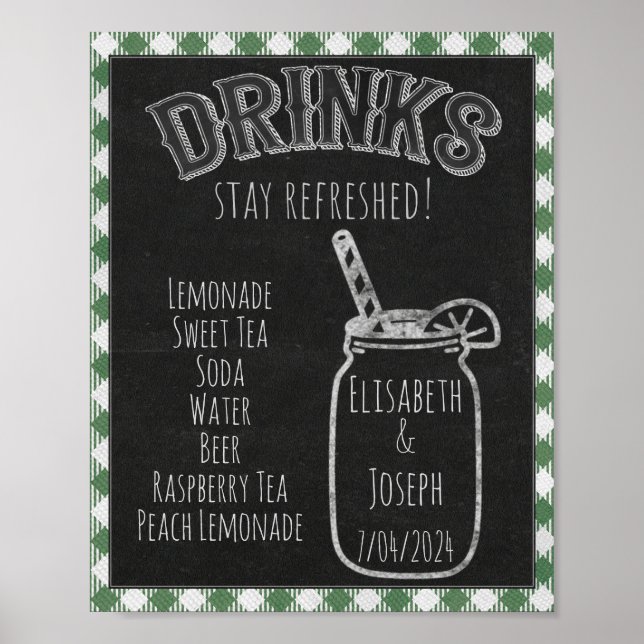 I Do GRILLEN Party Green Drinks & Beverage Bar-Zei Poster (Vorne)