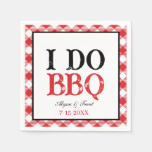 I DO GRILLEN Red Gingham Barbeque Paper Napkin