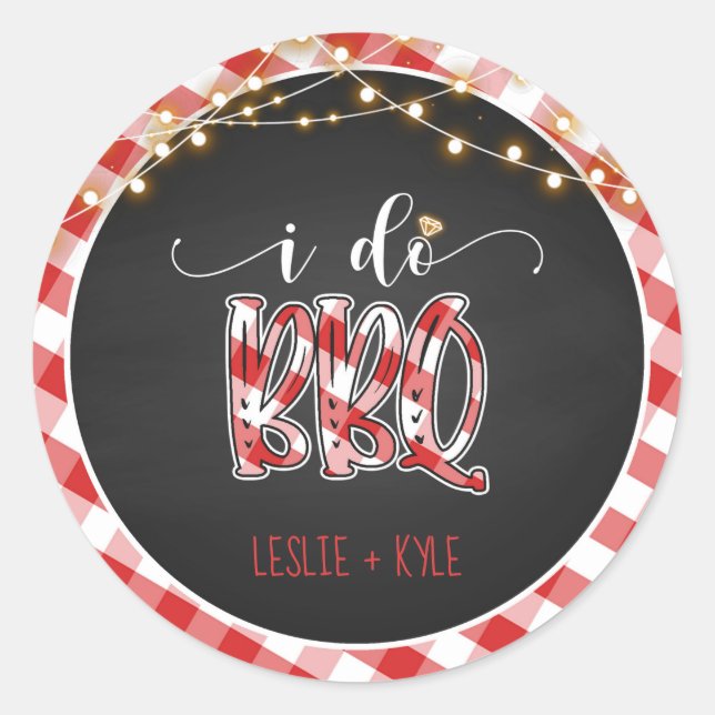 I Do GRILLEN Round Sticker - Gingham - Custom (Vorderseite)