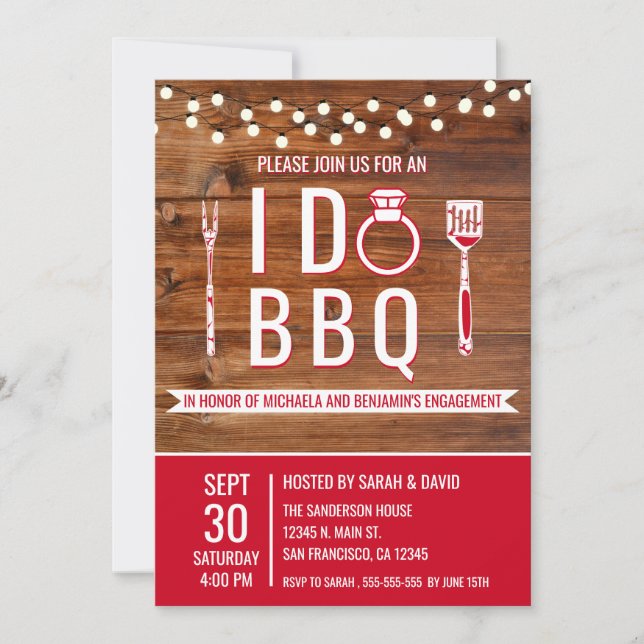 I Do GRILLEN Rustic Engagement Party Paare Dusche Einladung (Vorderseite)