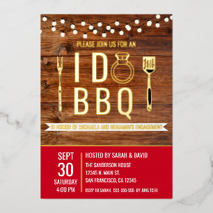 I Do GRILLEN Rustic Engagement Party Paare Dusche Folieneinladung