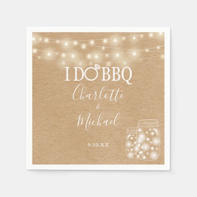 I Do GRILLEN Rustic Kraft Mason Jar Verlobung Napk Serviette (Vorderseite)