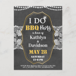 I DO Verlobung Elegante Lace Chalkboard GRILLEN Pa Einladungspostkarte