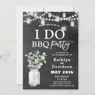 I DO Verlobung Eucalyptus Floral Chalkboard GRILLE Einladung