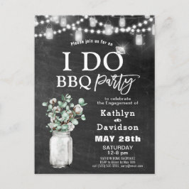 I DO Verlobung Eucalyptus Floral Chalkboard GRILLE Einladungspostkarte