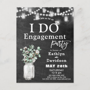 I DO Verlobung Eucalyptus Floral Chalkboard Party Einladungspostkarte