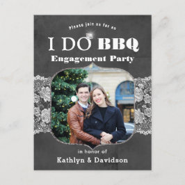 I DO Verlobung Foto Elegante Lace Chalkboard GRILL Einladungspostkarte