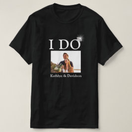 I DO Verlobung Ring Couple Foto Name Minimalistisc T-Shirt