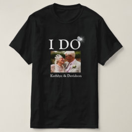 I DO Verlobung Ring Couple Foto Name Minimalistisc T-Shirt