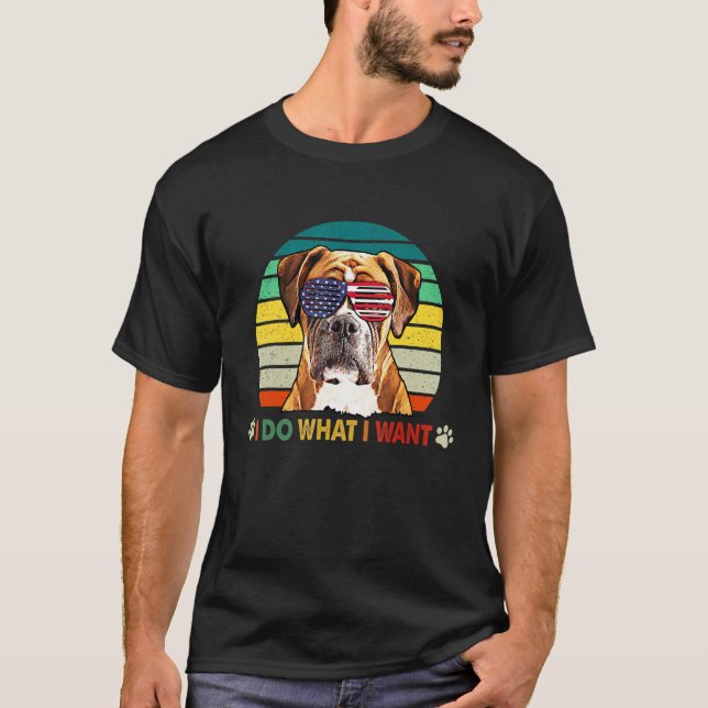 I Do What I Want Retro American Flag Glasses Cool  T-Shirt (Vorderseite)