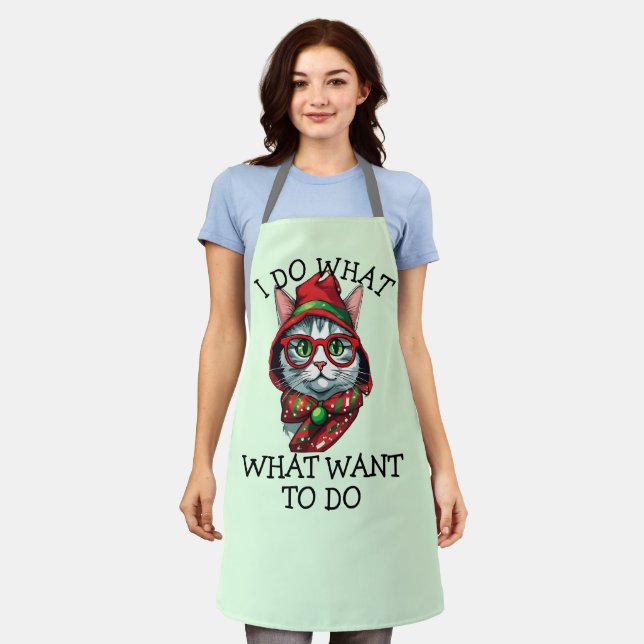 'I Do What I Woll' Attitude, Funny Christmas Cat Schürze (Getragen)