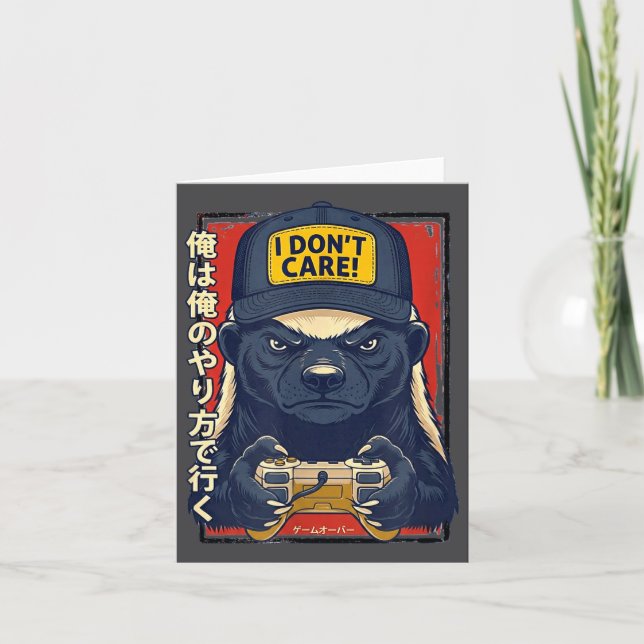 I Don’t Care - Honey Badger Gamer Design  Karte (Vorderseite)