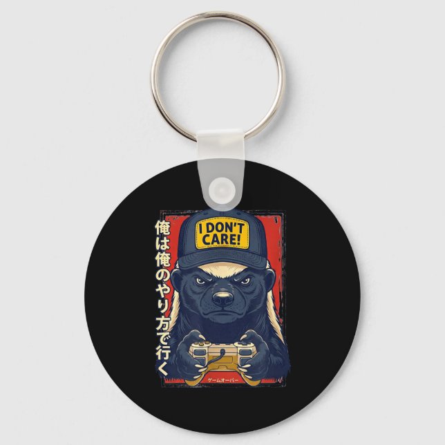 I Don’t Care - Honey Badger Gamer Design  Schlüsselanhänger (Vorderseite)