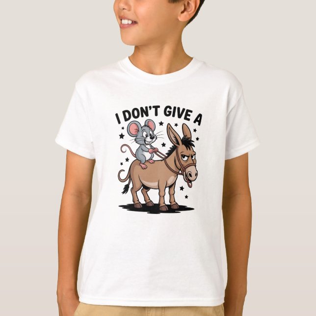 I Don’t Give a - Funny Mouse & Donkey T-Shirt (Vorderseite)