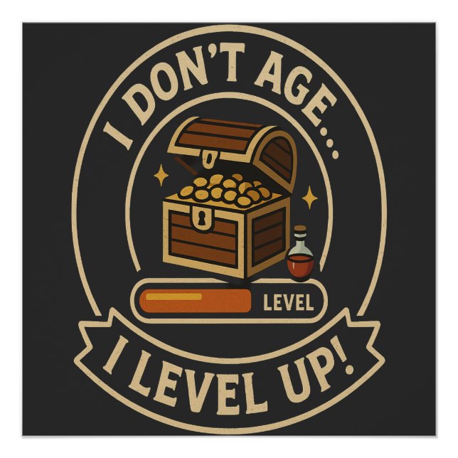 I Don't Age I Level Up - Retro Gamer Level Badge  Poster (Vorderseite)