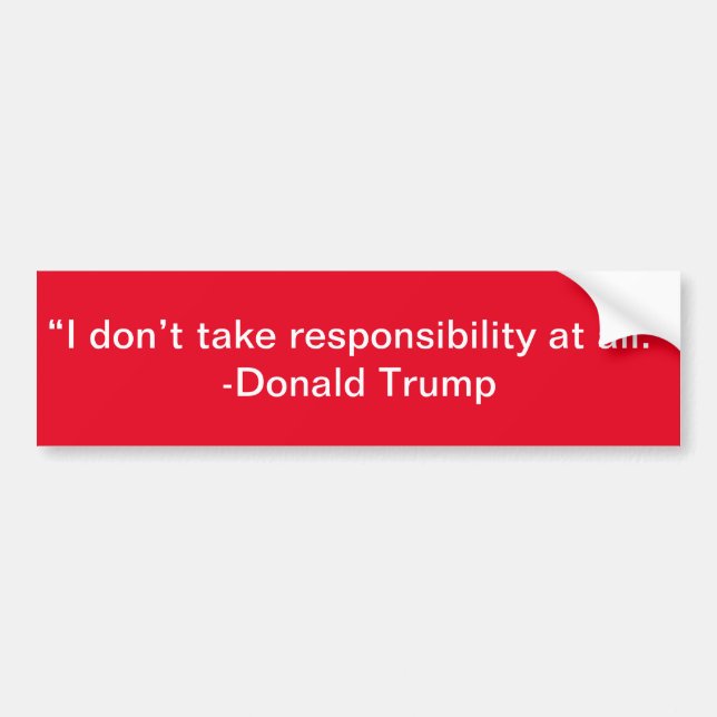 I don't take responsibility at all Trump Autoaufkleber (Vorne)