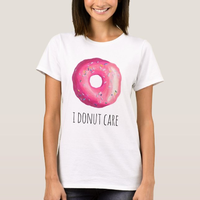 I Donut Care Funny Pub Pink Donut T-Shirt (Vorderseite)