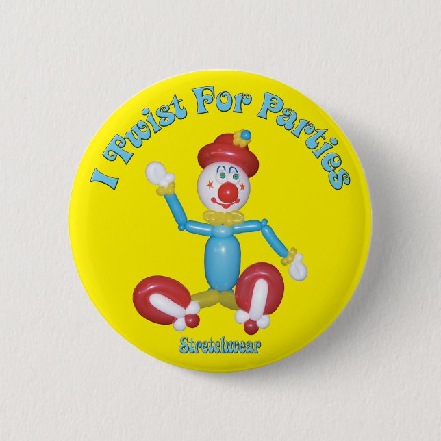 I Drehung für Partys-Knopf-Clown-Ballon Button (Vorderseite)