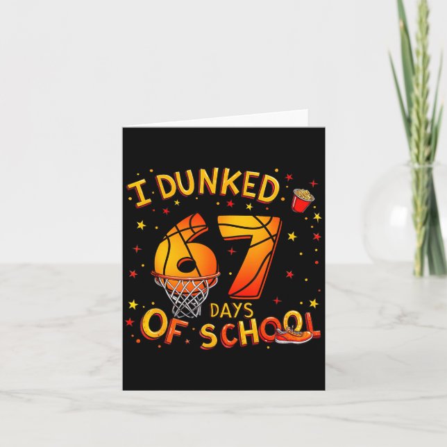 I Dunked 67 Days Of School Basketball Boys Kids  Karte (Vorderseite)