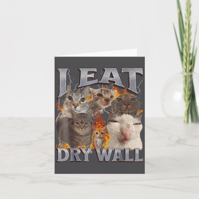 I Eat Drywall Funny Cat Meme Bootleg Graphic  Karte (Vorderseite)