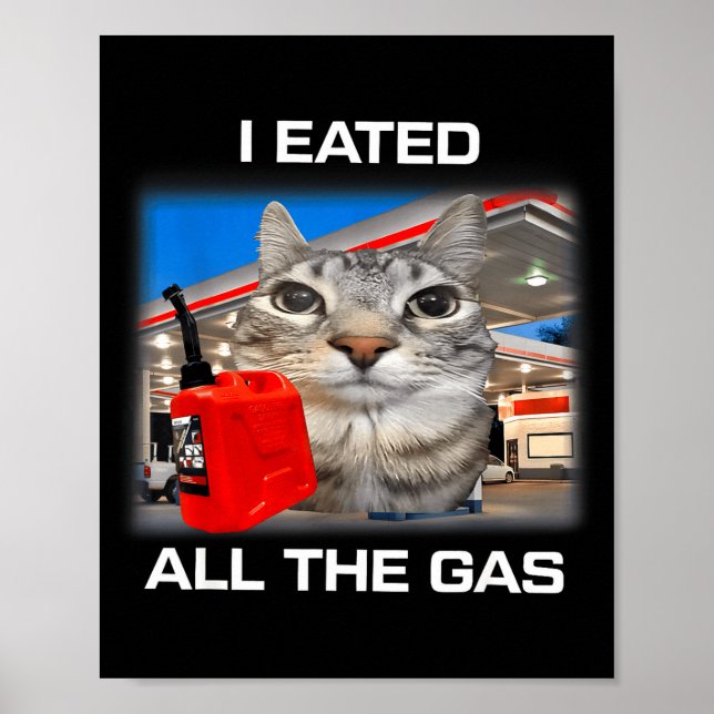 I Eated All The Gas Funny Silly Staring Cat Meme G Poster (Vorne)