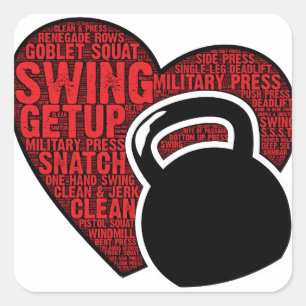 I ENTWURF DER LIEBE-KETTLEBELL QUADRATISCHER AUFKLEBER
