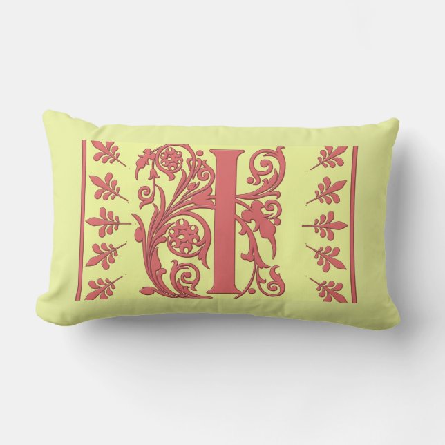 I ERSTE PILLOW - Pink I im gelben Hintergrund Lendenkissen (Vorderseite)
